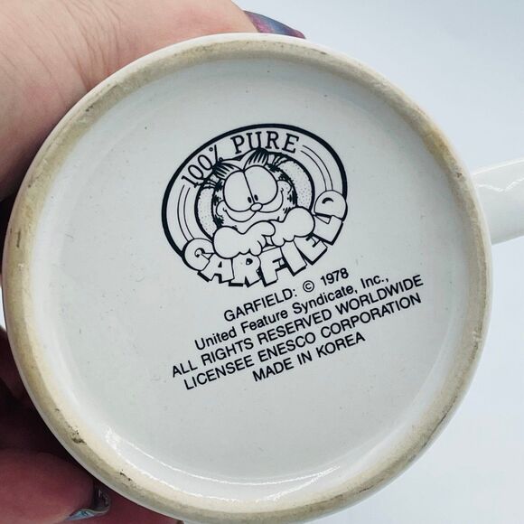 Ho Ho Ho Vintage Garfield Cat in Santa Hat Cocoa Tea Coffee Mug 1978 Korea - Picture 5 of 5